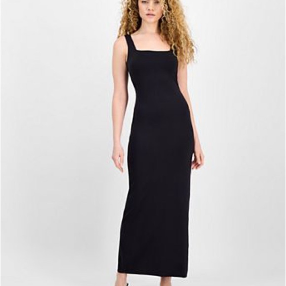 Bar III Black Ribbed Maxi Dress EUC Sz M